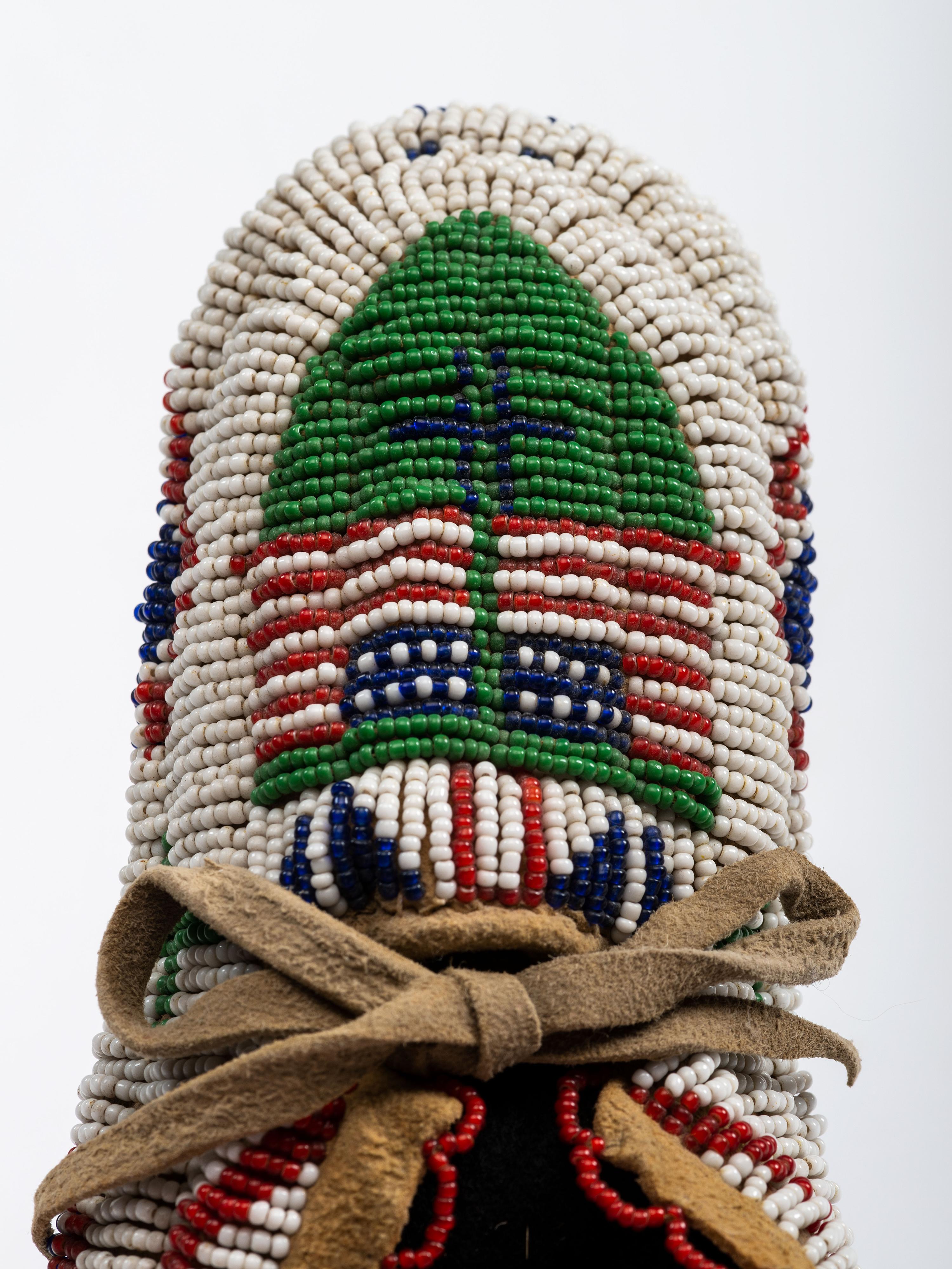Sioux Child's Fully Beaded Hide Moccasins, with American Flags