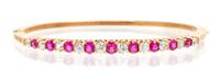A Rose Gold, Ruby and Diamond Bangle Bracelet, Circa 1900, 8.40 dwts.