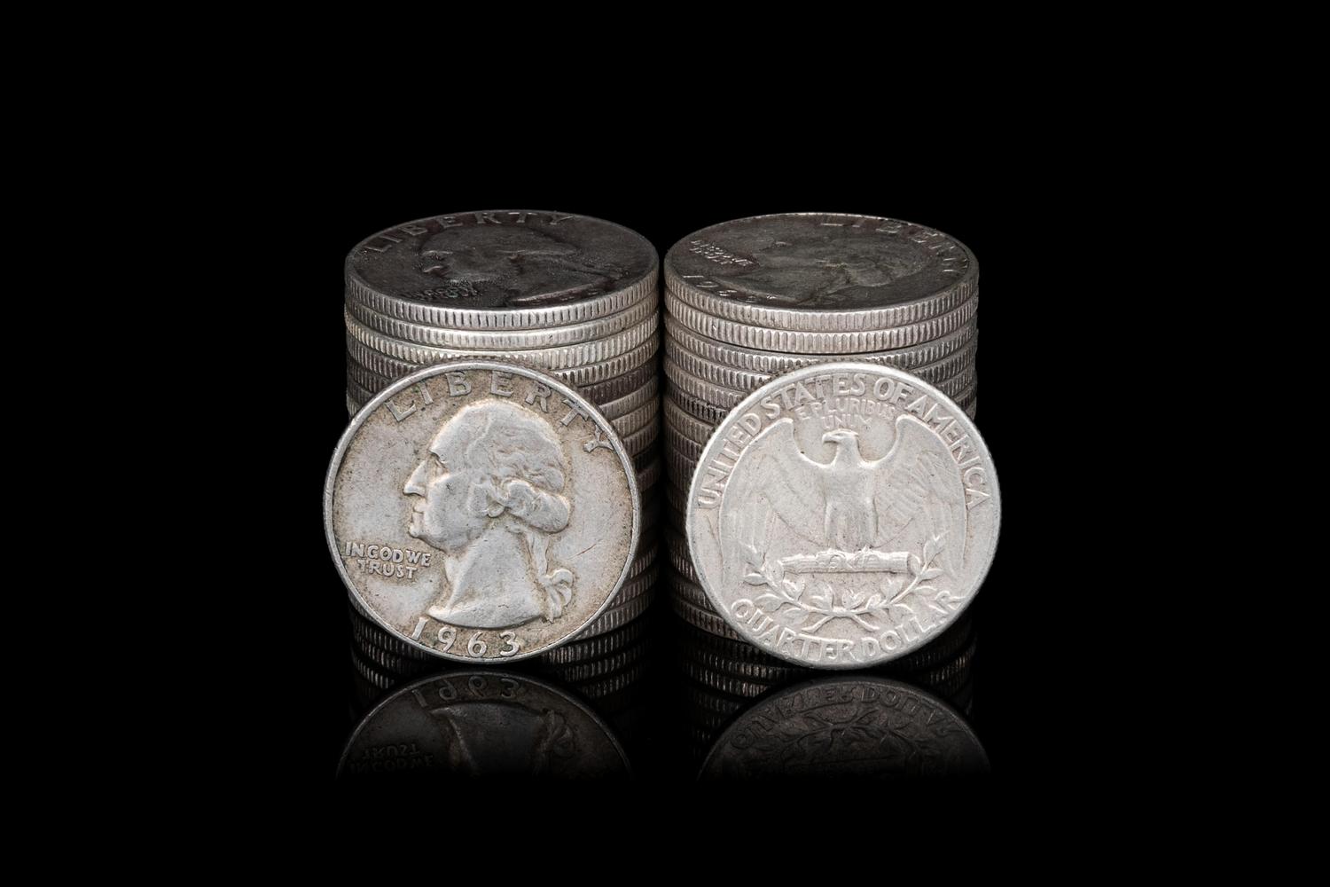 A Group of 328 Pre-1965 George Washington 25c Coins