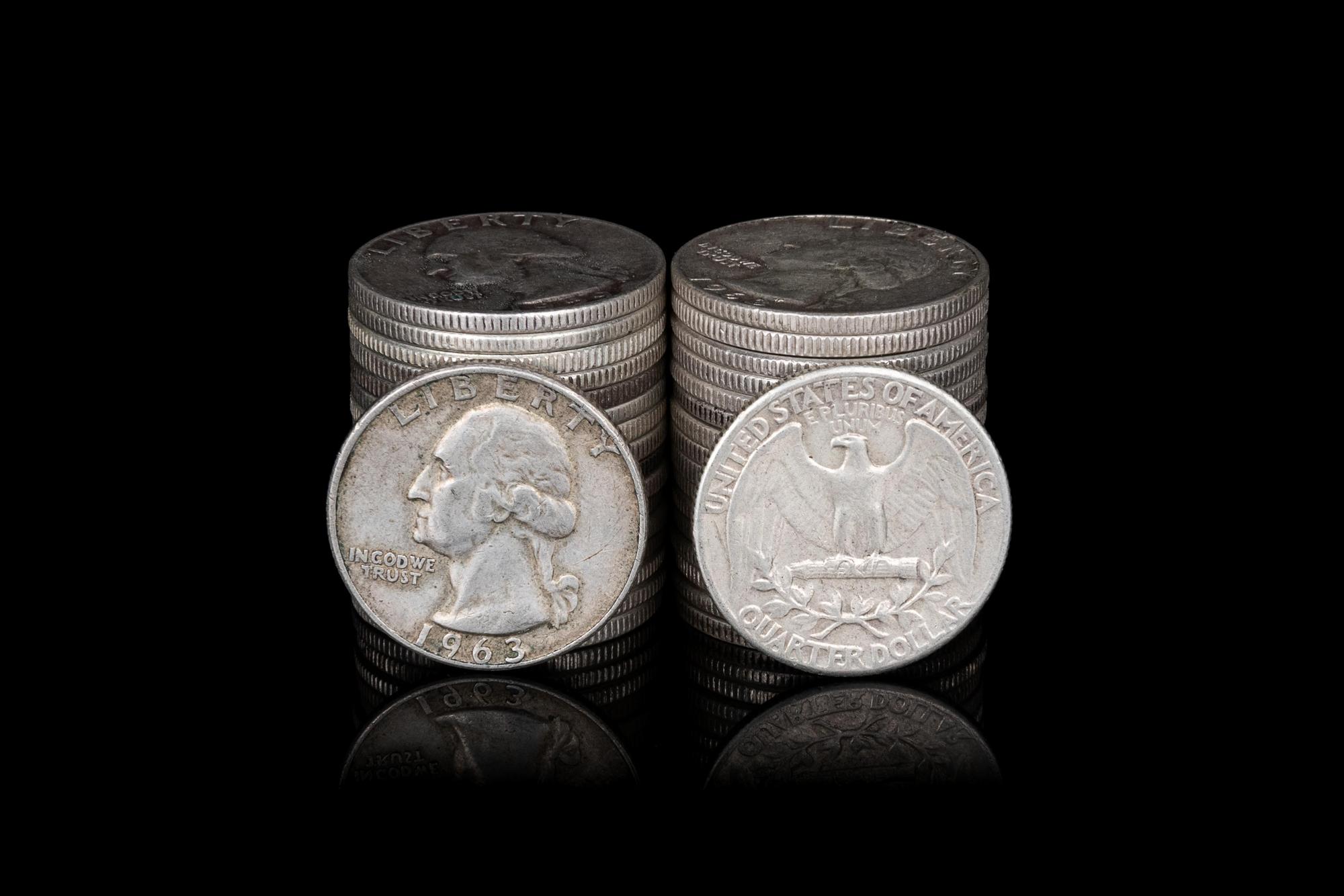A Group of 328 Pre-1965 George Washington 25c Coins