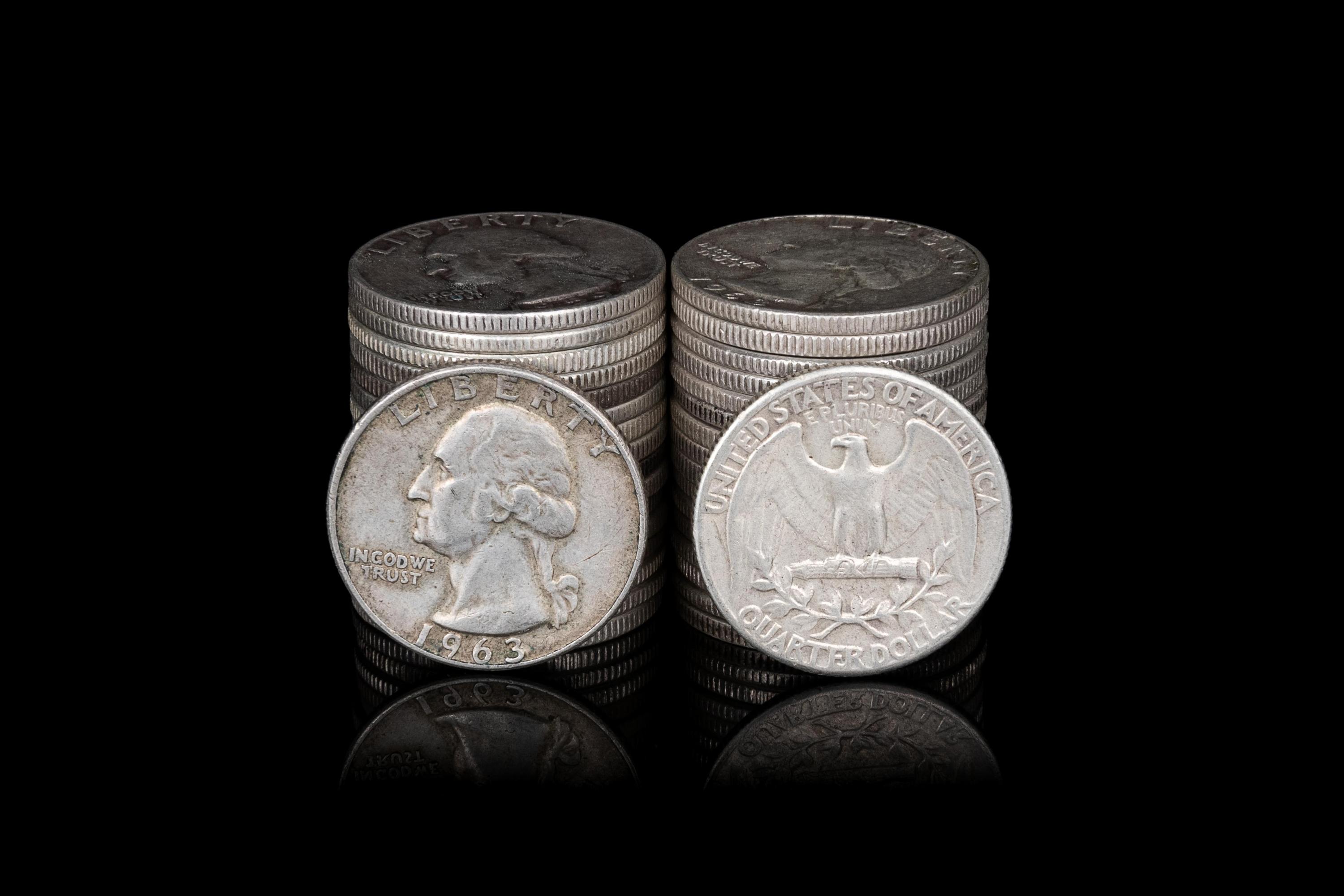 A Group of 328 Pre-1965 George Washington 25c Coins