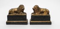 A Pair of Italian Faux Giltwood and Marble Bookends Width 7 inches. — 20TH CENTURY