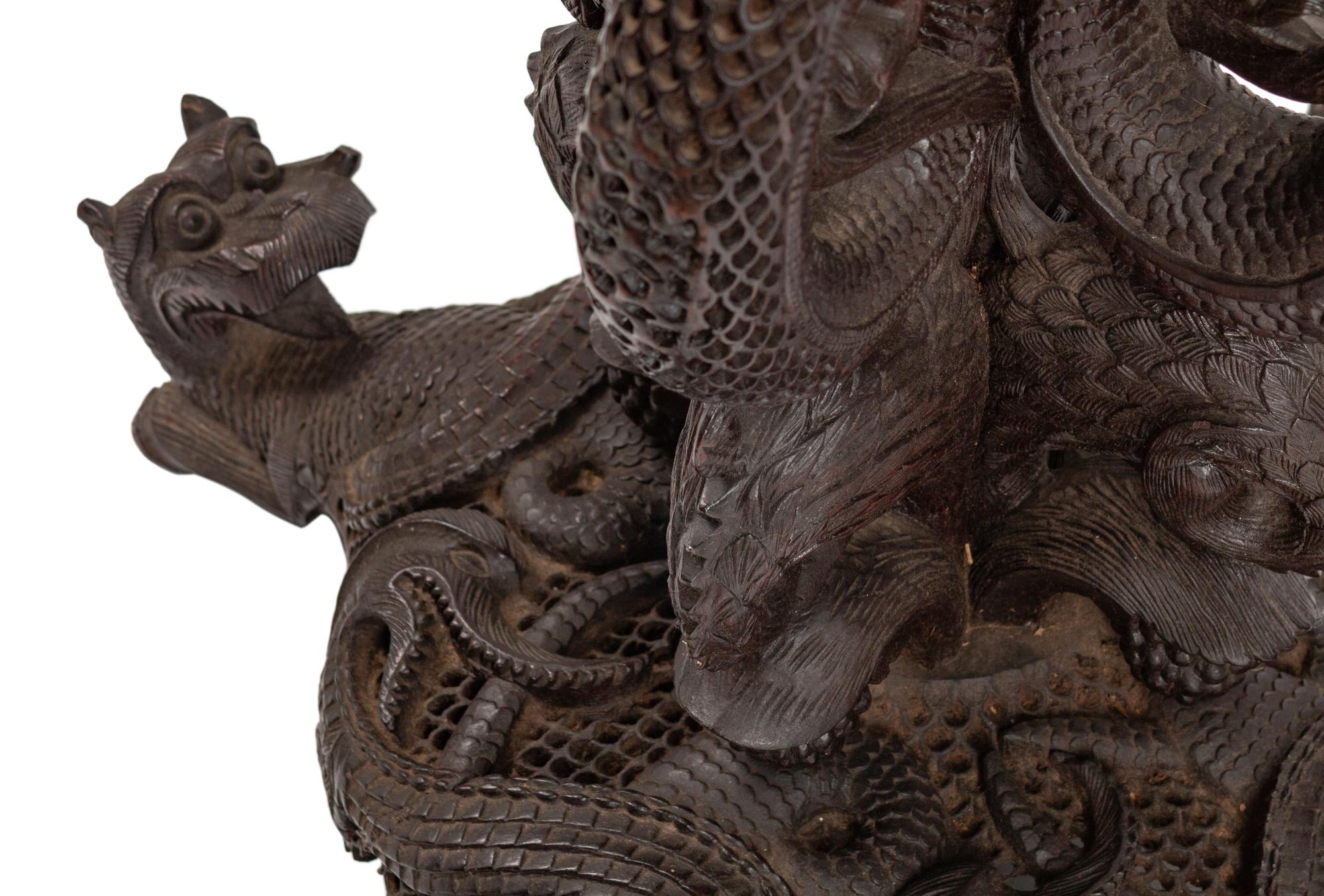 A Chinese Carved Wood Circular Table