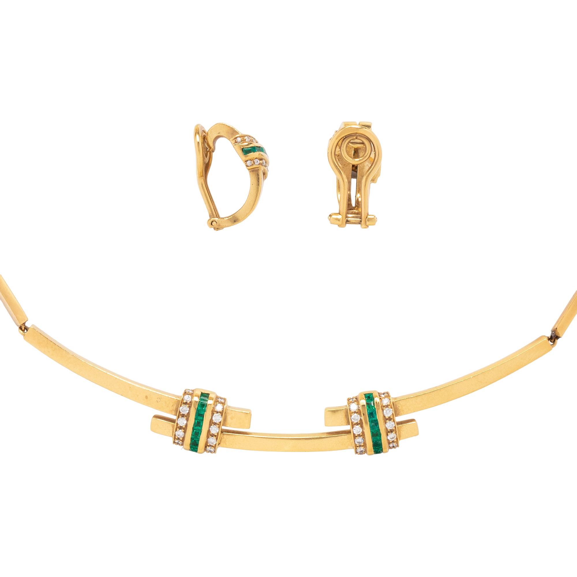 YELLOW GOLD, EMERALD AND DIAMOND SET