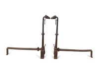 A Pair of Bronze Andirons with Ram Head Finials — 20TH CENTURY