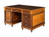 A Biedermeier Style Gilt-Metal Mounted Walnut Partner's Desk