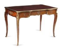 A Louis XV Style Gilt-Bronze Mounted Mahogany Bureau Plat