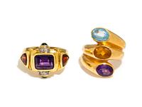 COLLECTION OF YELLOW GOLD AND MULTIGEM JEWELRY