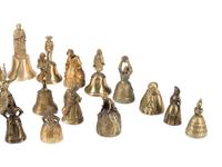 A Collection of Twenty-Four Continental Bronze and Brass Figural Bells