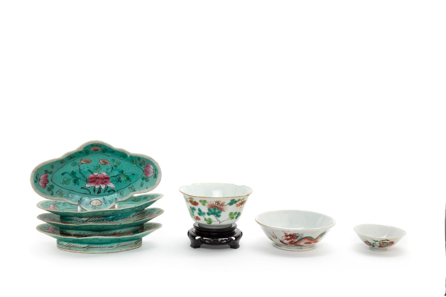 Seven Chinese Famille Rose Porcelain Wares