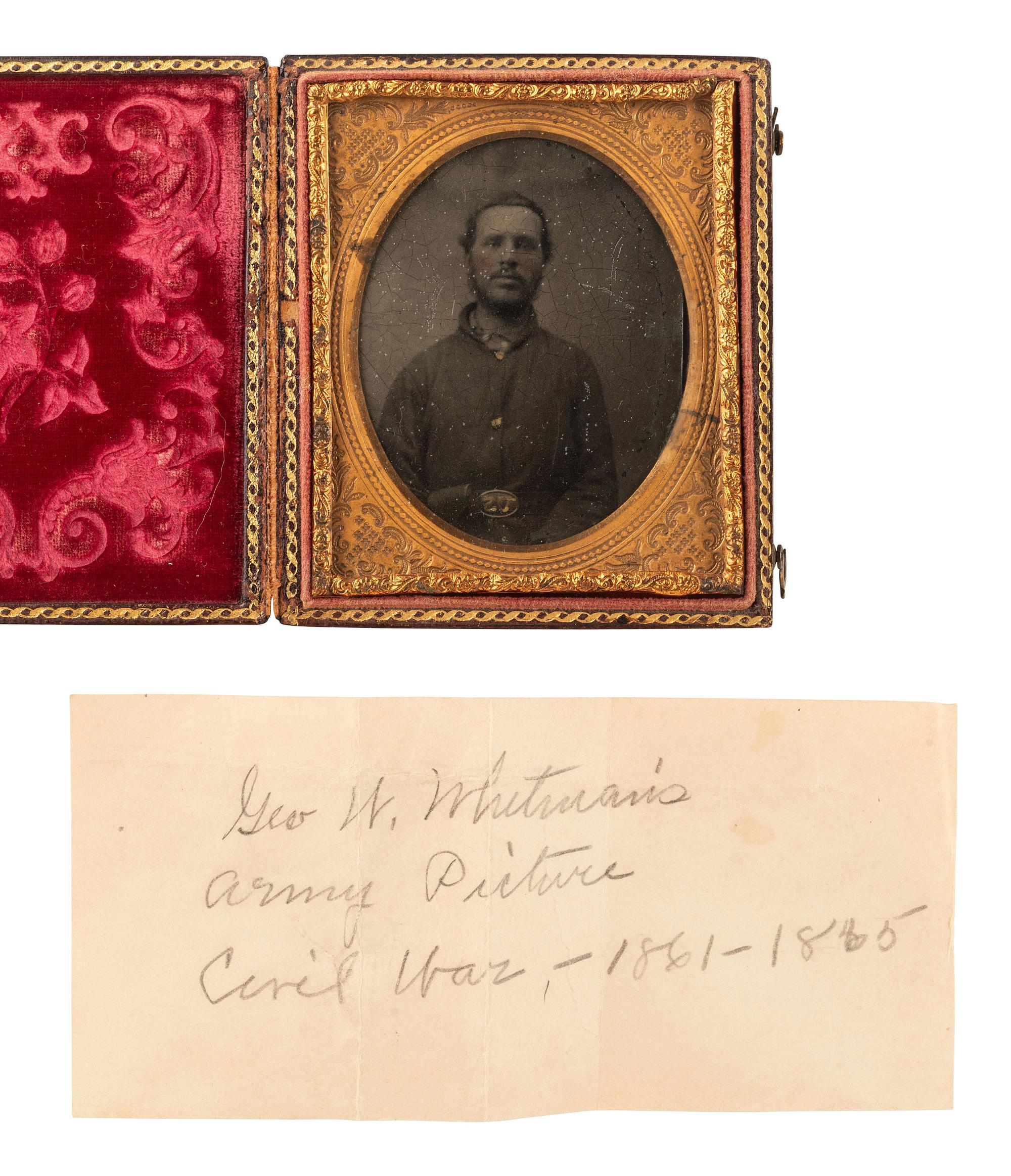 [CIVIL WAR]. 2 sixth plate portraits of soldiers with IDs incl. Capt. W.G. Weed, 18th NY Infantry.