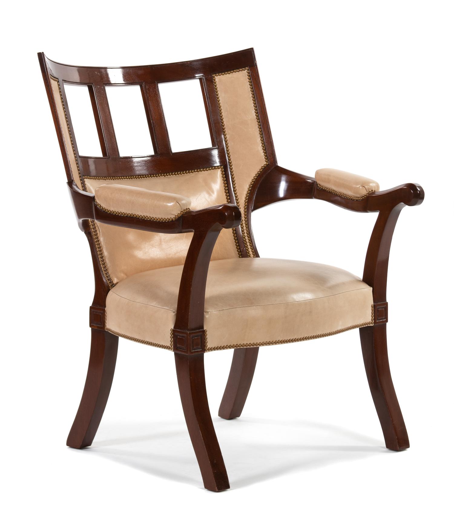 A Directoire Style Leather-Upholstered Mahogany Armchair — RANDOLPH & HEIN, SAN FRANCISCO AFTER A DESIGN BY JACOB