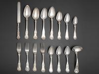 An Assembled Group of 'Kings' Pattern Silver Flatware