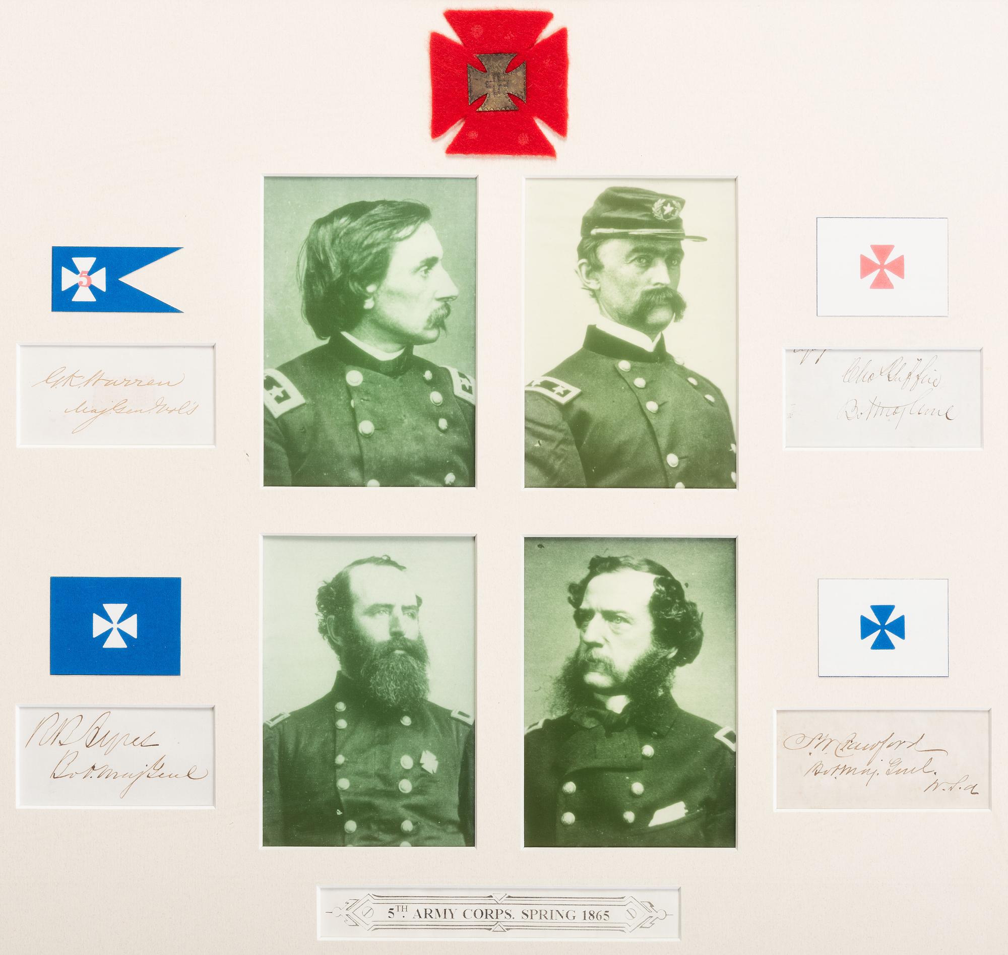 [CIVIL WAR]. 13 autographs of leaders of the Army of Potomac, incl. MEADE, SEDGWICK, and BIRNEY.