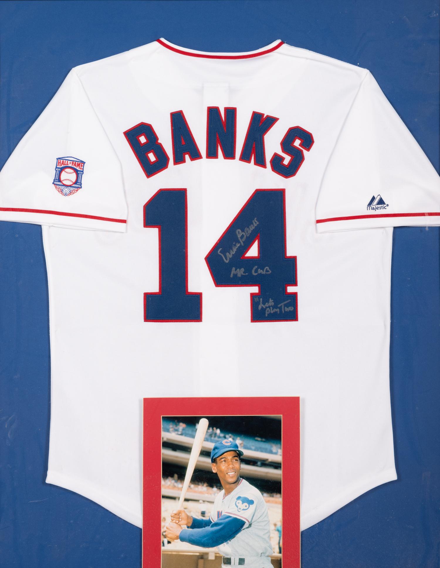 An Erine Banks Signed Autograph Hall of Fame Baseball Jersey With Multiple Inscriptions (Beckett Authentication Services Letter BAS Certified),