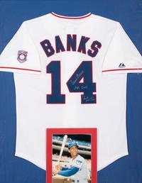 An Erine Banks Signed Autograph Hall of Fame Baseball Jersey With Multiple Inscriptions (Beckett Authentication Services Letter BAS Certified),