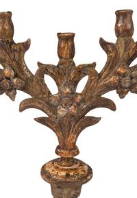 An Italian Painted Wood Five-Light Candelabrum