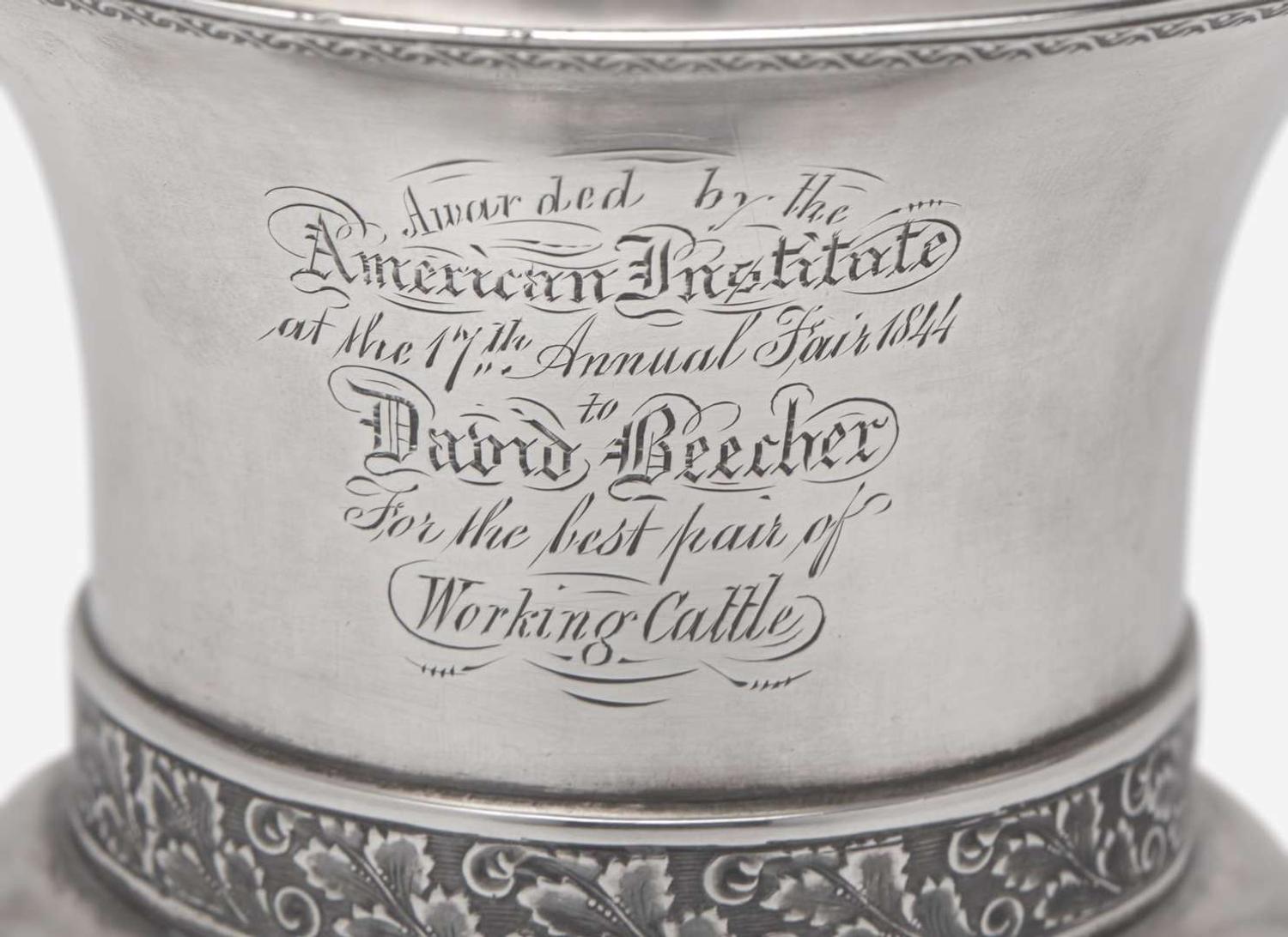 A collection of six coin silver presentation cups, Hezekiah S. Sprague (1800-1886), Newark, OH, Zalmon Stone Bostwick (1811- before 1865), New York, NY, William Adams, New York, NY, Bigelow Bros. & Kennard, Boston, MA, and others, circa 1830-1850s