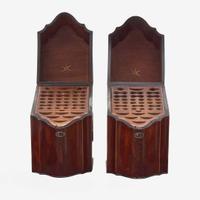 A pair of George III inlaid mahogany knife boxes late 18th century