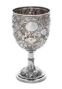 A Continental Silver Goblet, Early 20th Century, with Art Nouveau foliate decoration.