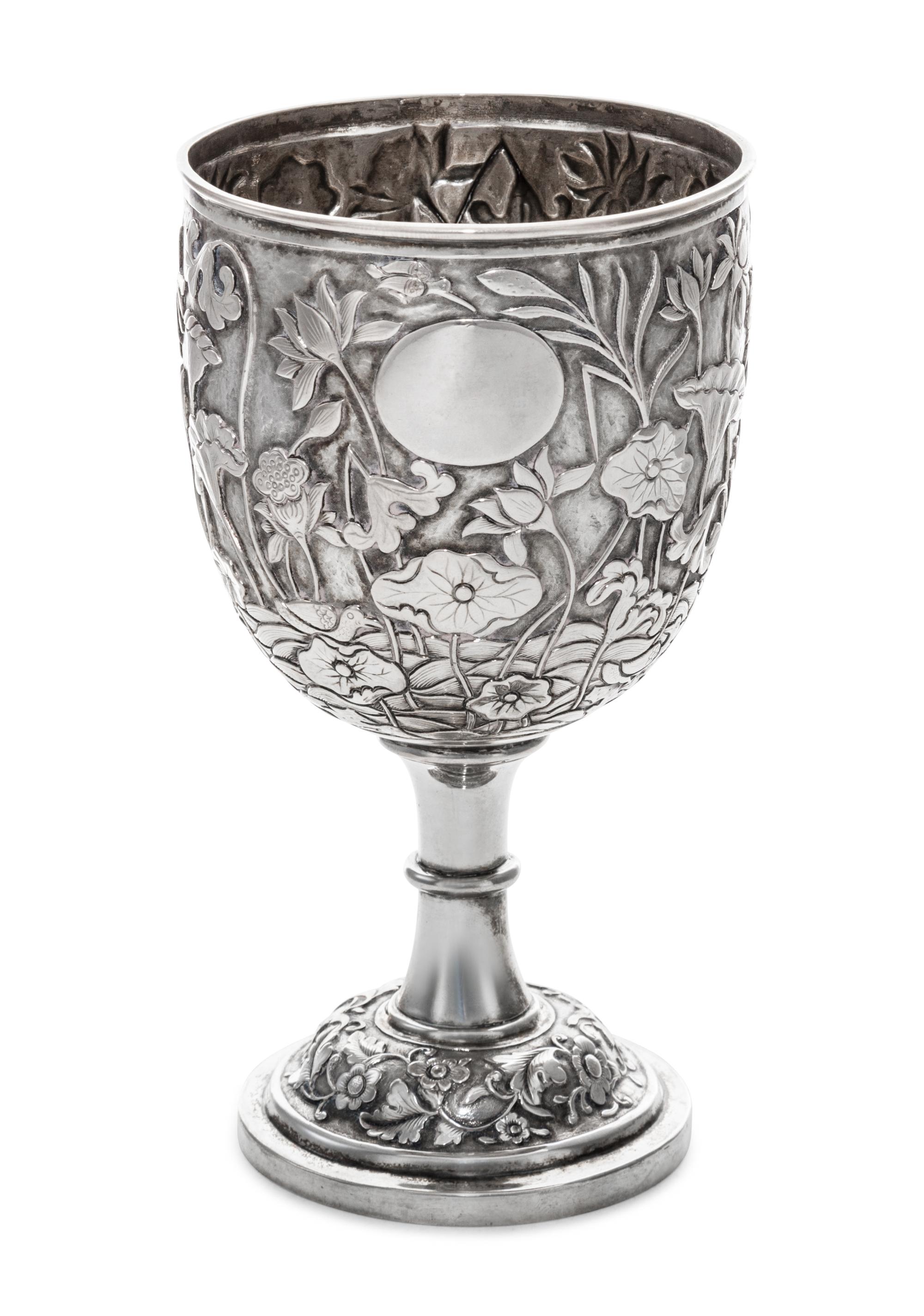 A Continental Silver Goblet, Early 20th Century, with Art Nouveau foliate decoration.