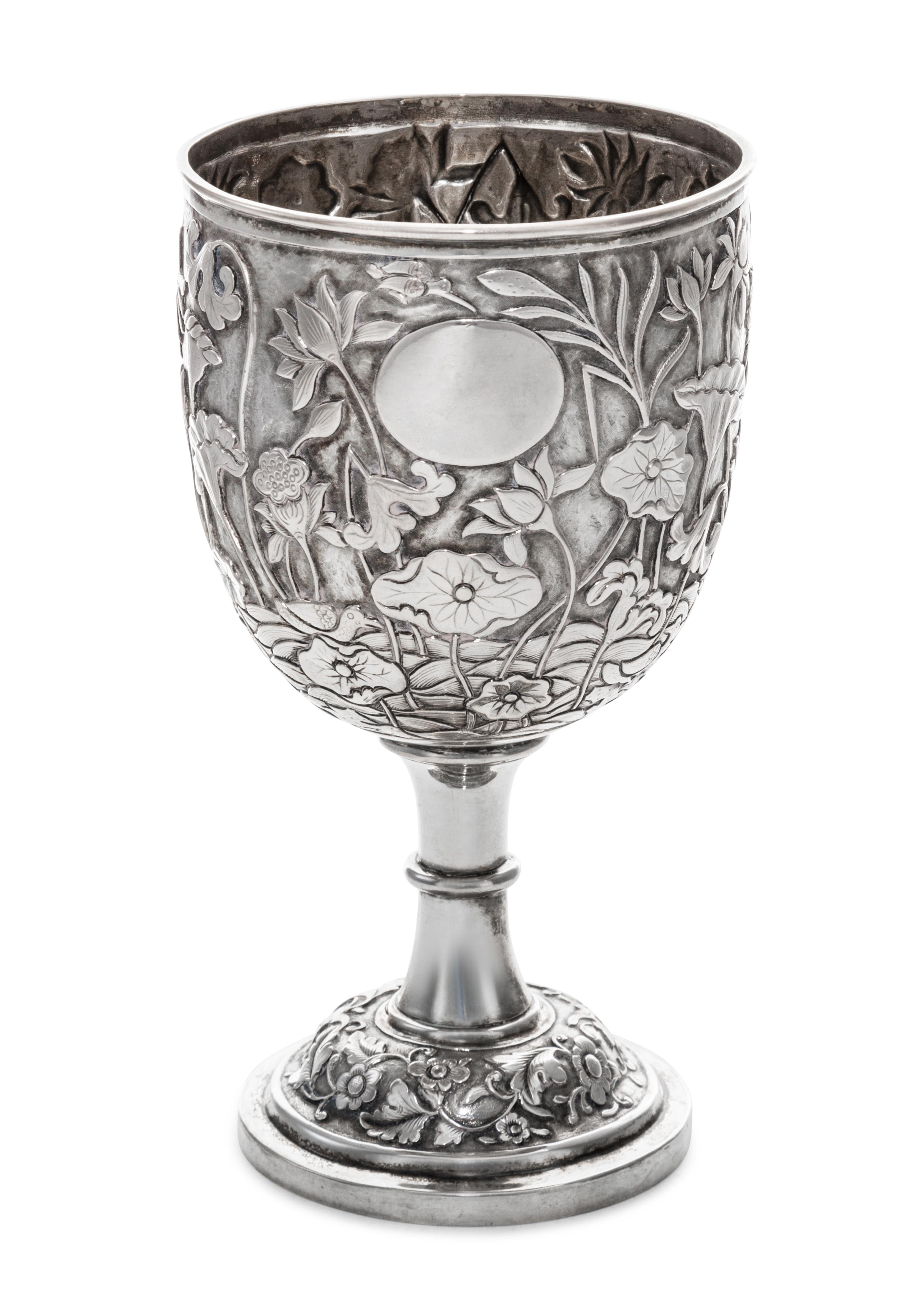 A Continental Silver Goblet, Early 20th Century, with Art Nouveau foliate decoration.