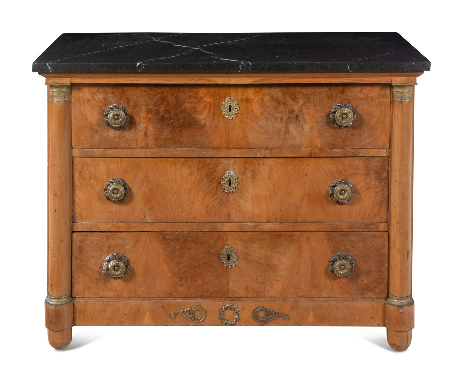 A German or Austrian Marble-Top Walnut Chest of Drawers