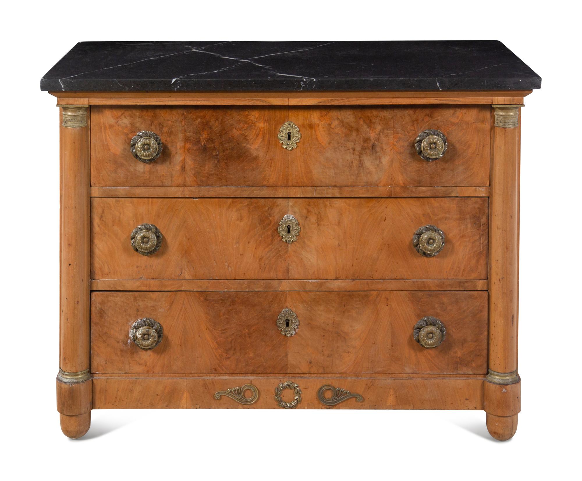 A German or Austrian Marble-Top Walnut Chest of Drawers