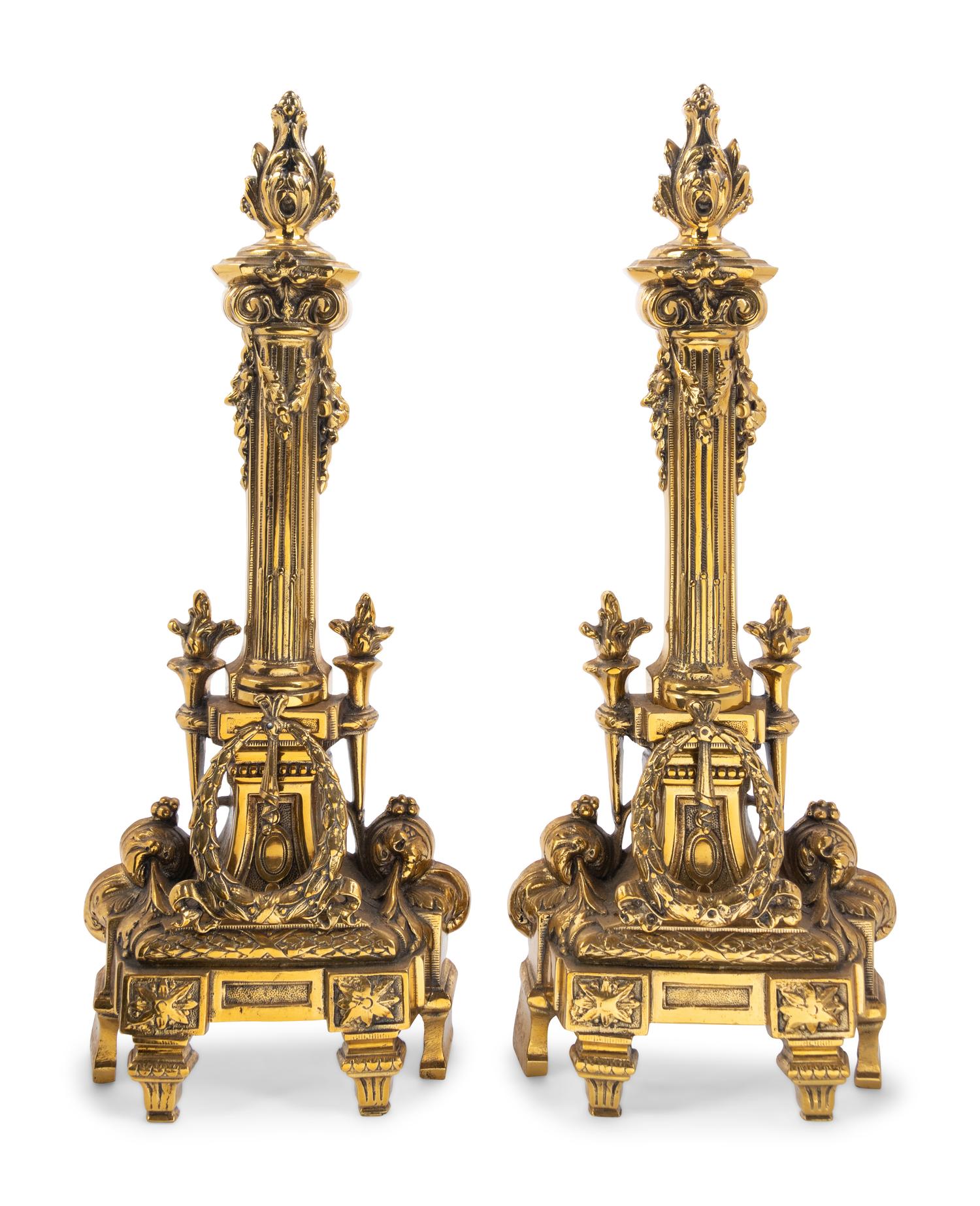 A Neoclassical Gilt Metal Fireplace Suite