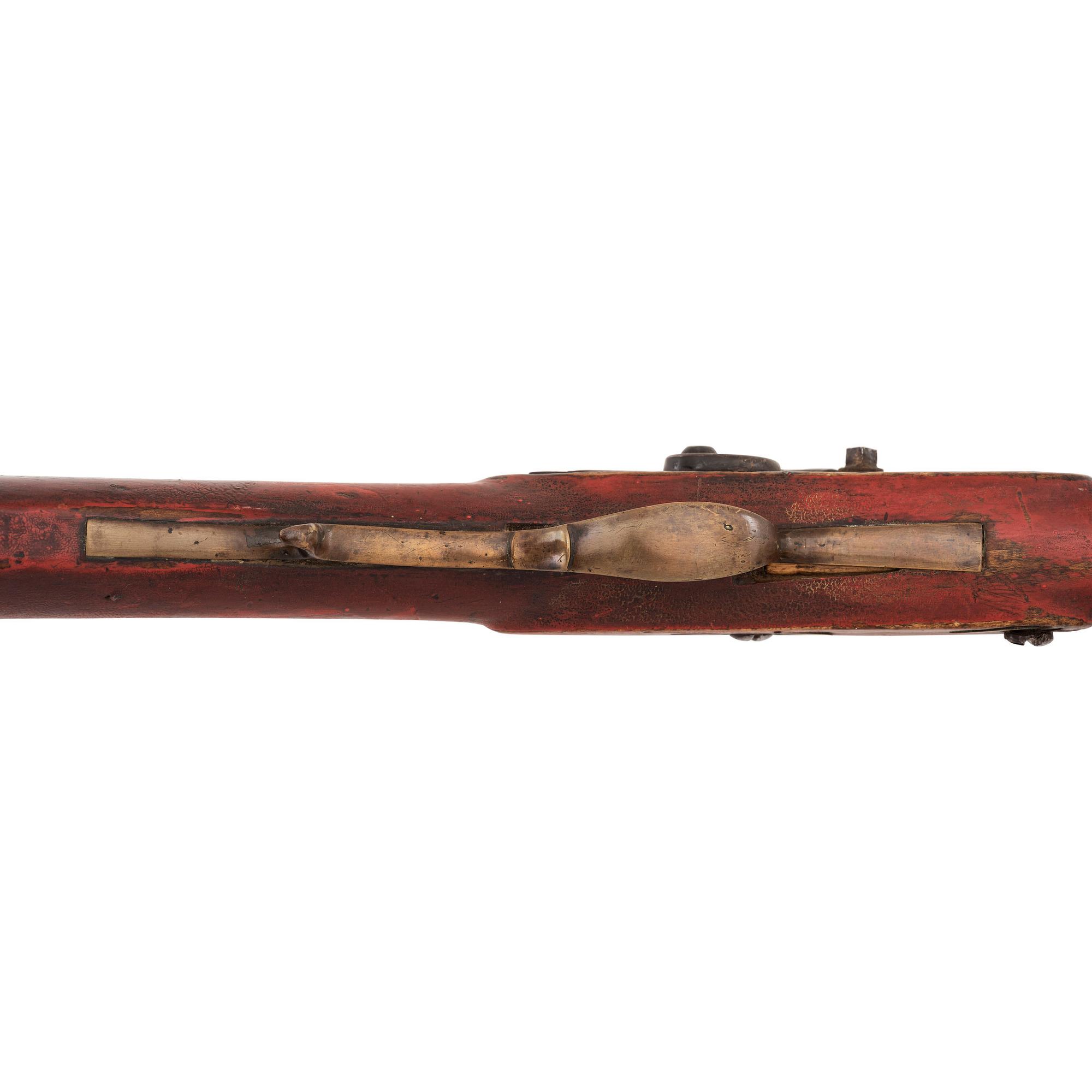 Red Painted Percussion Altered Smooth Rifle with Powder Horn & Pipe Tomahawk