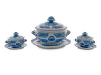 A Group of Chinese Export Blue and White Fitzhugh — 19TH CENTURY