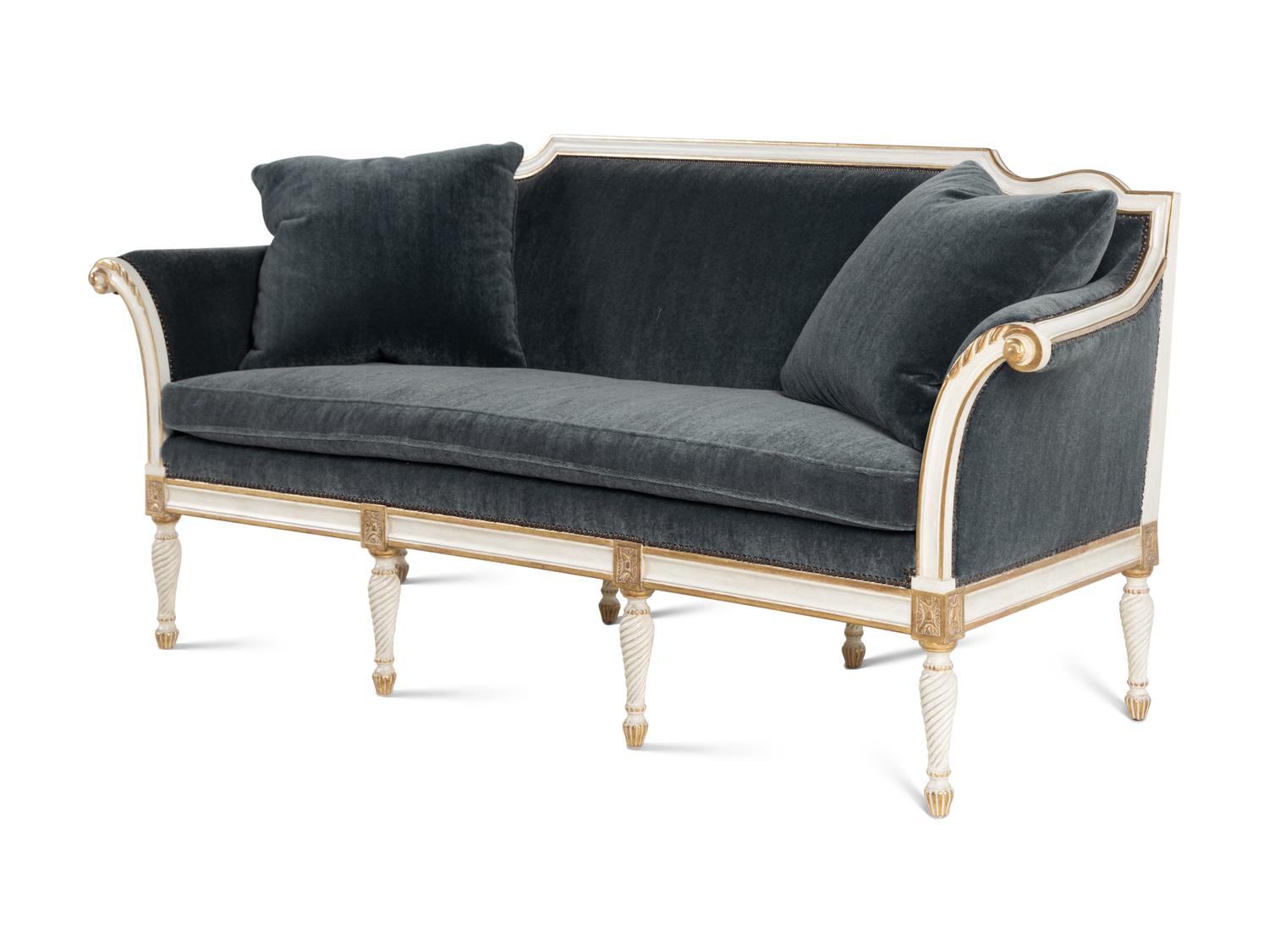 An Ebanista Bergamo Painted and Parcel-Gilt Settee