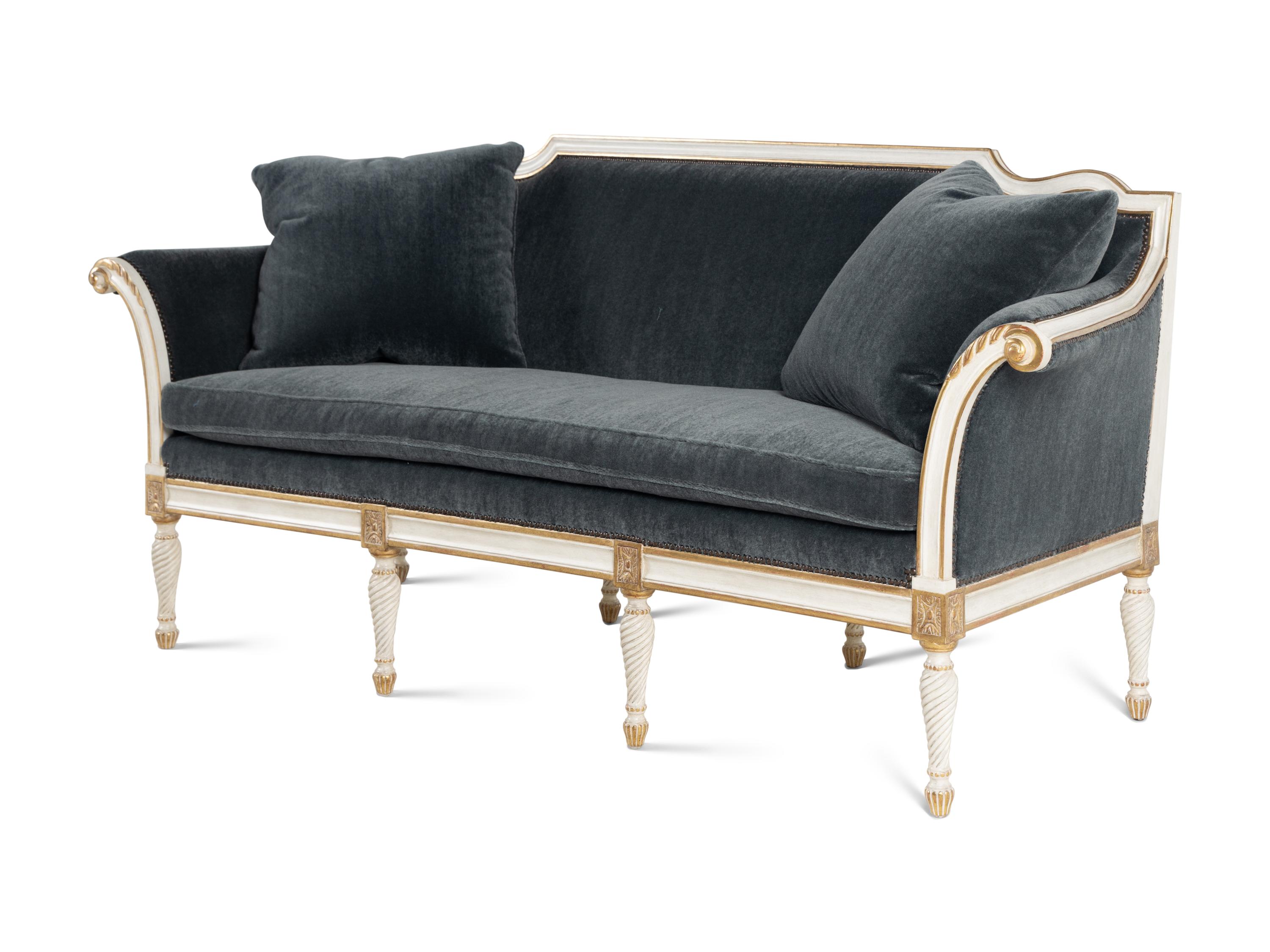 An Ebanista Bergamo Painted and Parcel-Gilt Settee