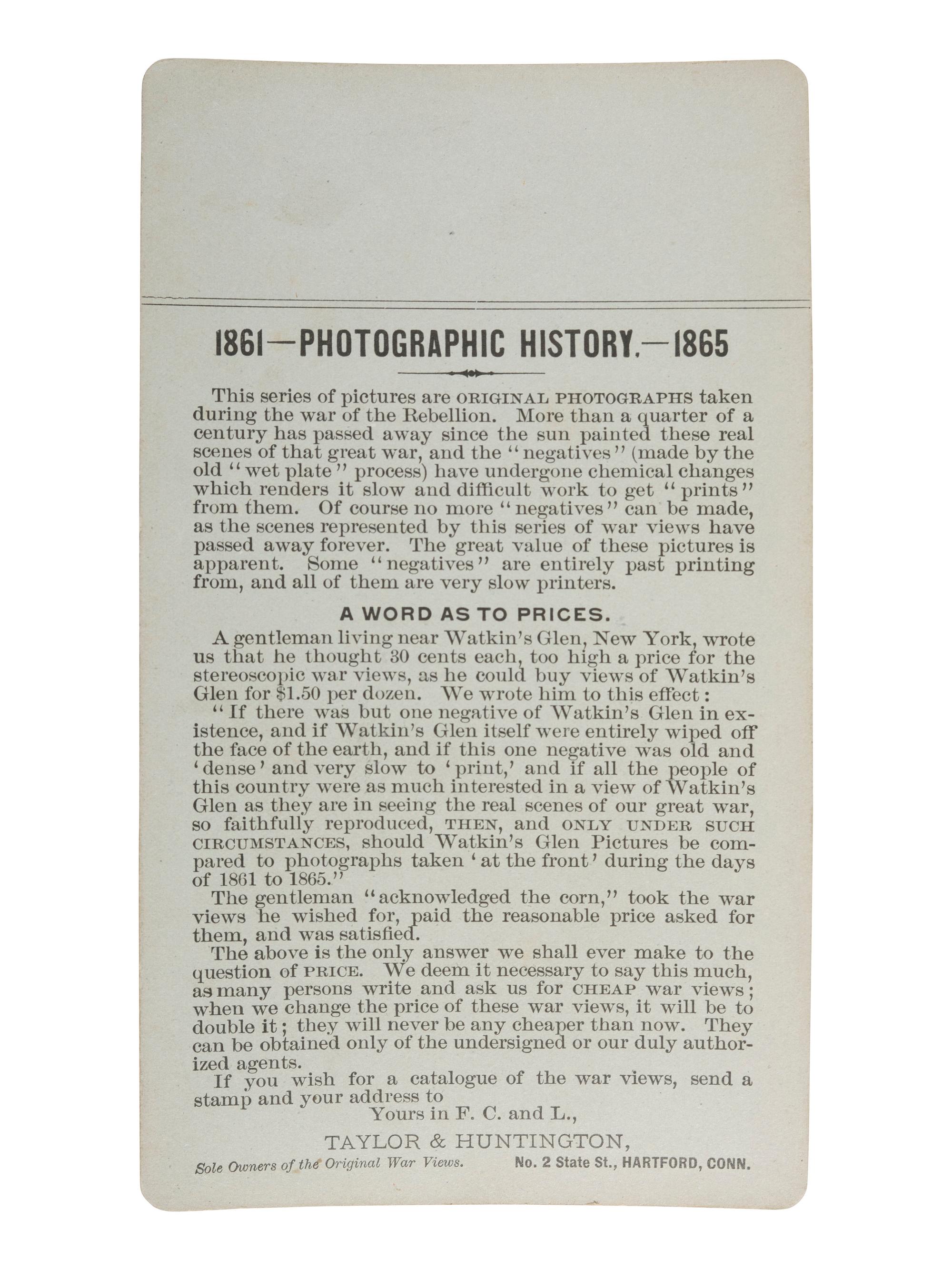 [CIVIL WAR]. [BRADY, Mathew, (1822-1896), photographer]. Stereoview of General George Armstrong Custer. Hartford, CT: Taylor & Huntington, ca 1880s.