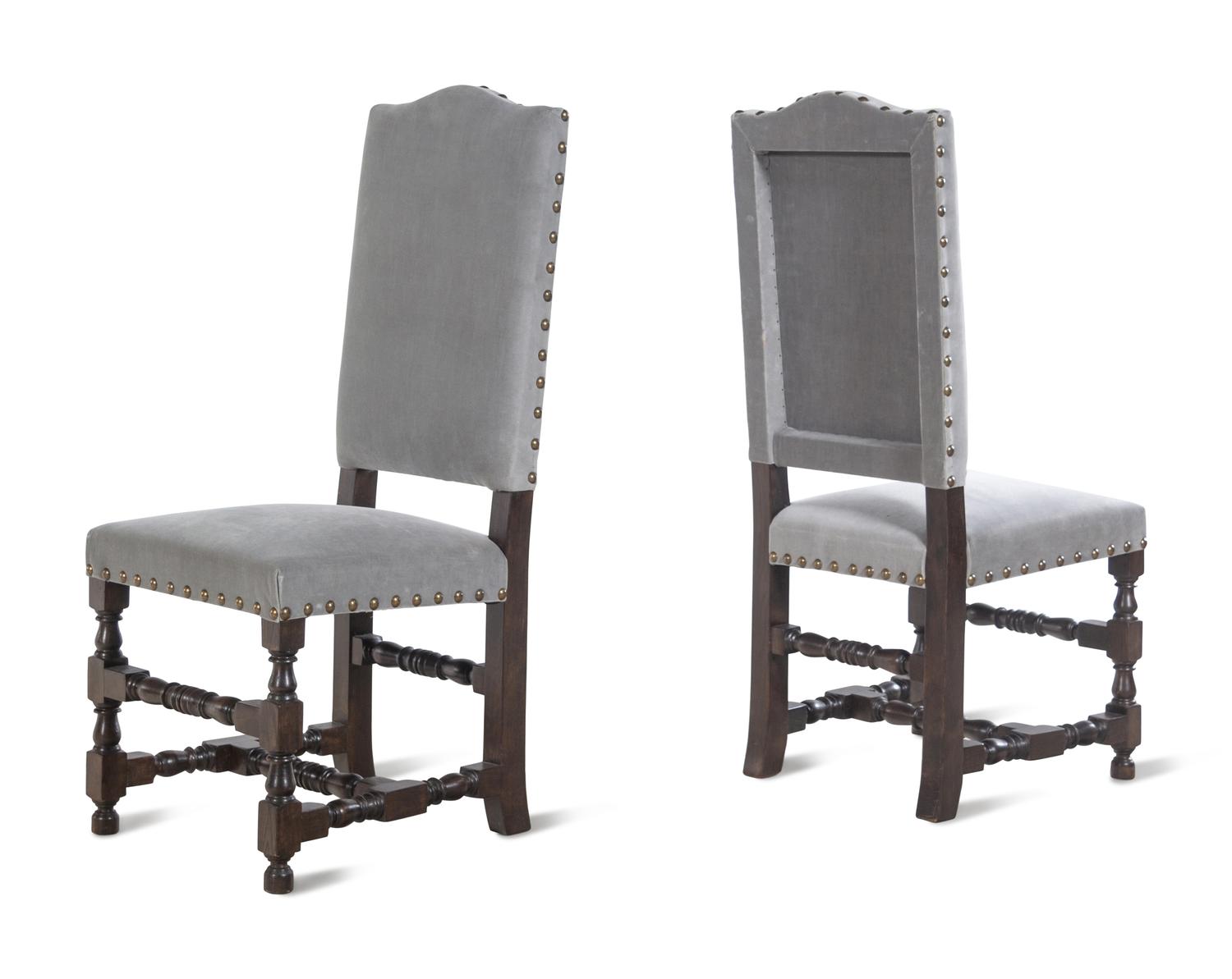 A Set of Six Contemporary Baroque Style Walnut Dining Chairs