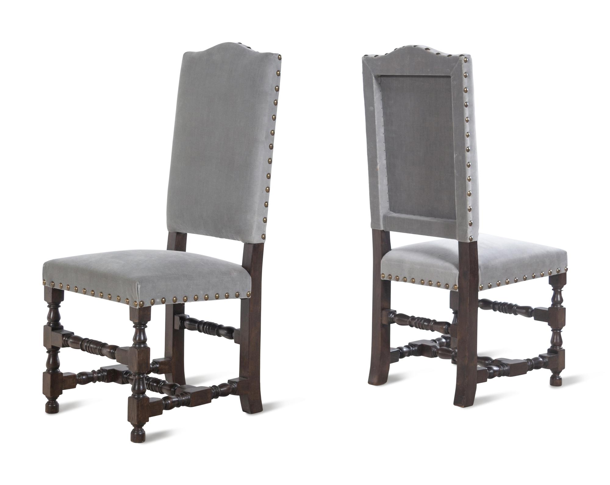 A Set of Six Contemporary Baroque Style Walnut Dining Chairs