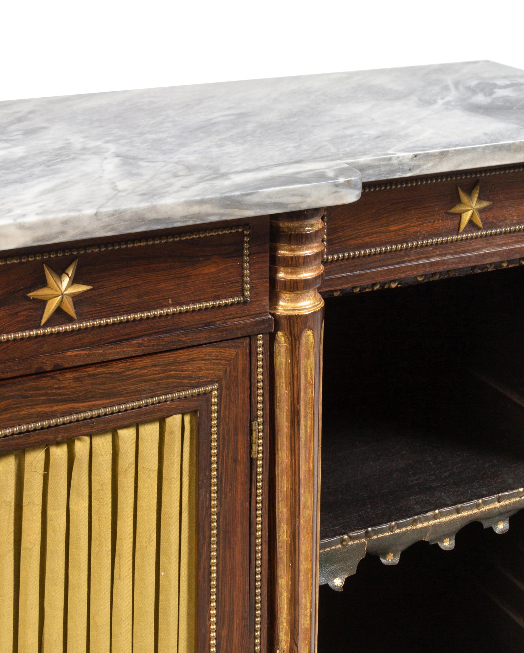 A Regency Style Rosewood Marble-Top Console Cabinet