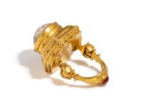 A Hellenistic Gold Finger Ring — with cabochon rock crystal and garnet