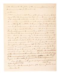 [MASSACHUSETTS]. STRONG, Caleb (1745-1819). Letter secretarially signed ("Caleb Strong") as Governor, Boston, 22 August 1806. With Thanksgiving proclamation broadside signed in type by Strong. Boston, 1804.