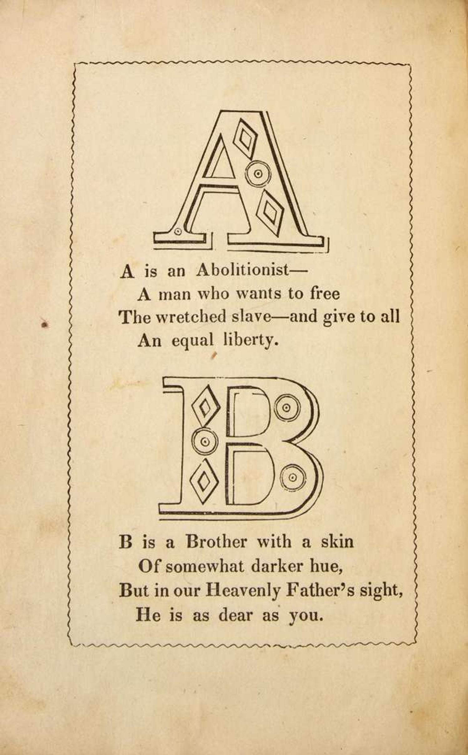 [African-Americana] (Townsend, Hannah, and Mary Townsend) The Anti-Slavery Alphabet