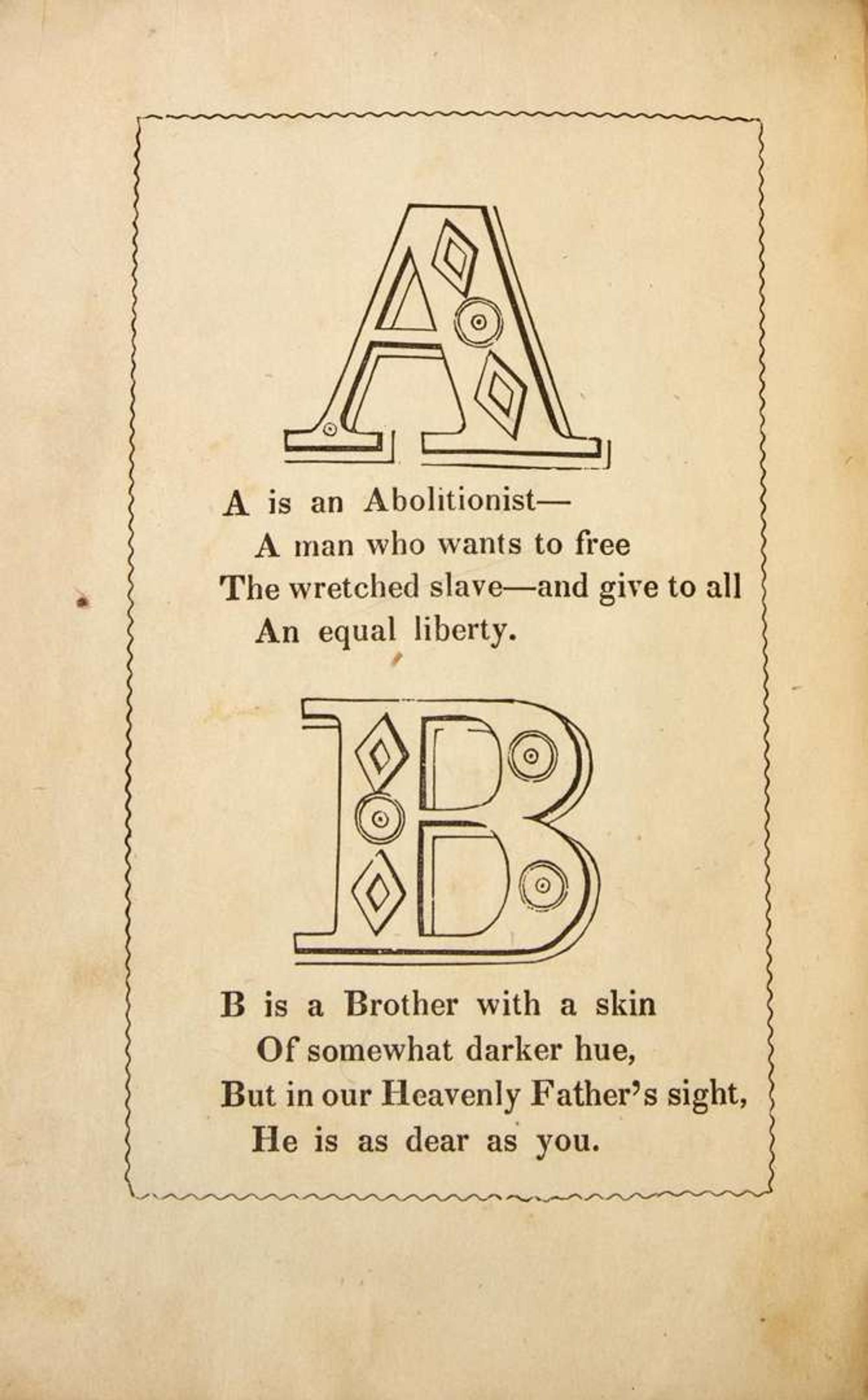 [African-Americana] (Townsend, Hannah, and Mary Townsend) The Anti-Slavery Alphabet