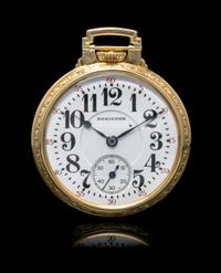 A Collection of Gold Filled Open Face Pocket Watches, Hamilton and South Bend,