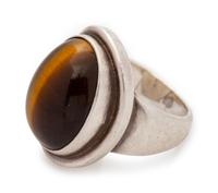 A Sterling Silver and Tiger's Eye Ring, Harald Nielsen for Georg Jensen,