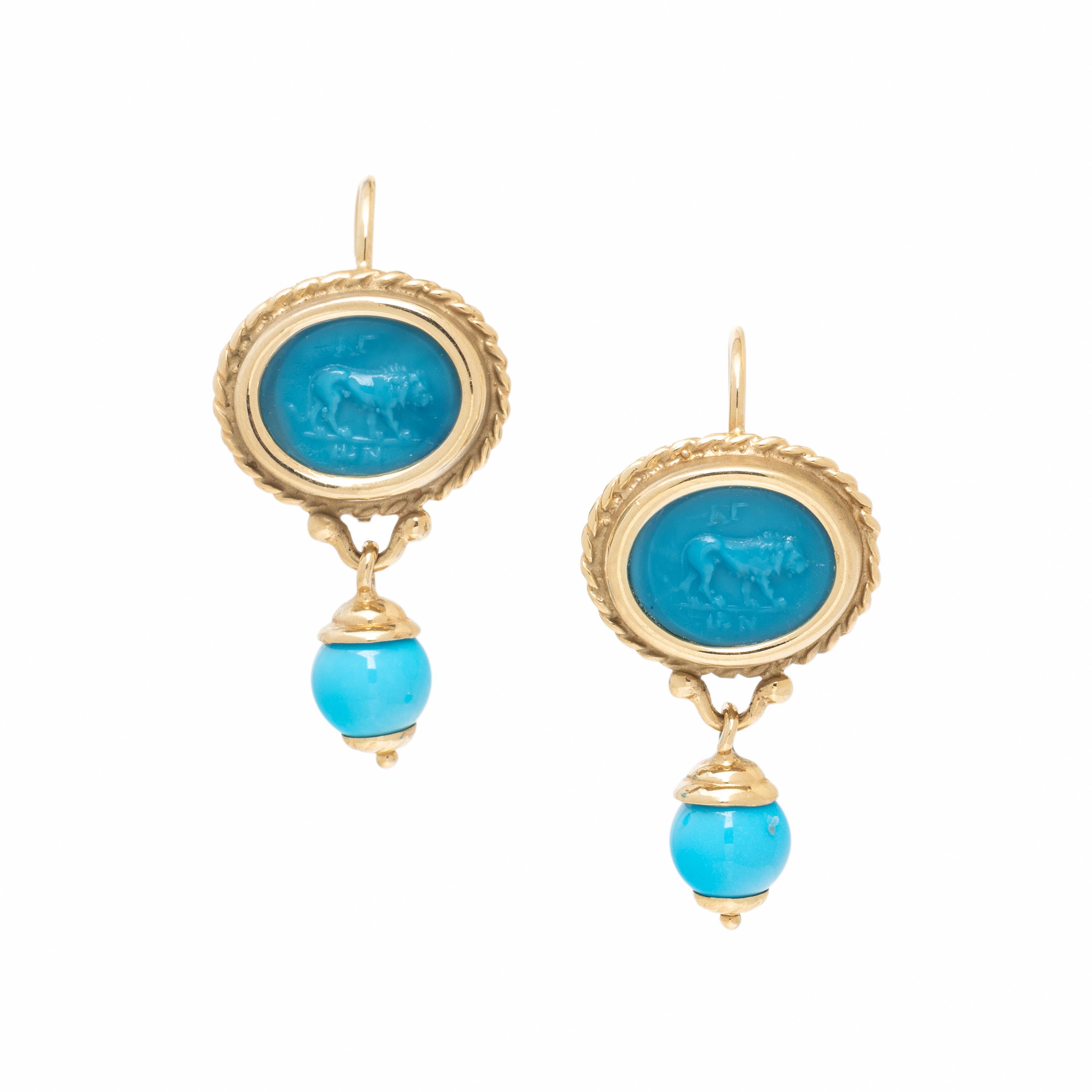 Yellow Gold Intaglio Earrings