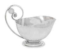 A Johan Rohde for Georg Jensen Schilling Hammered Silver Sauce Boat
