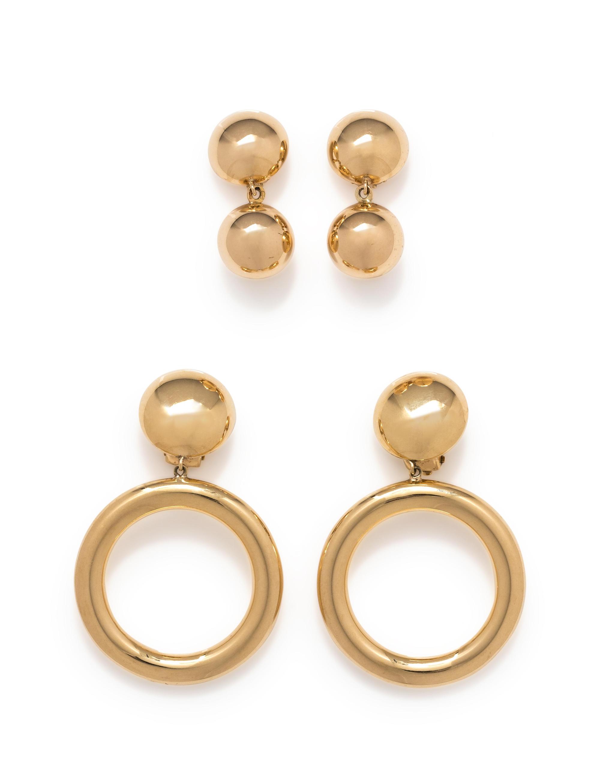 COLLECTION OF YELLOW GOLD EARCLIPS