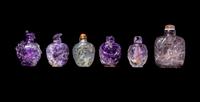 Six Chinese Precious Stone Snuff Bottles