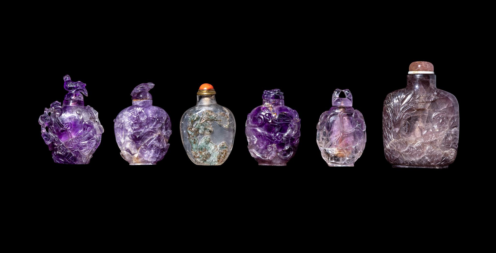 Six Chinese Precious Stone Snuff Bottles