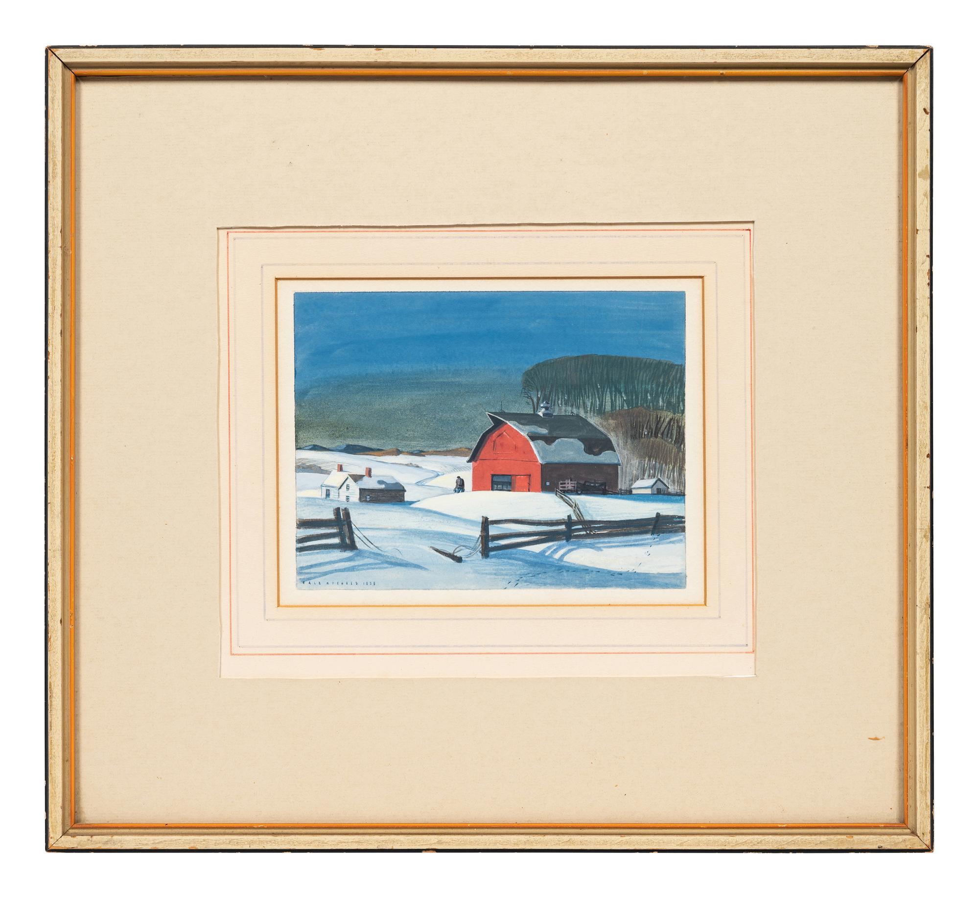 Red Barn in Snow
