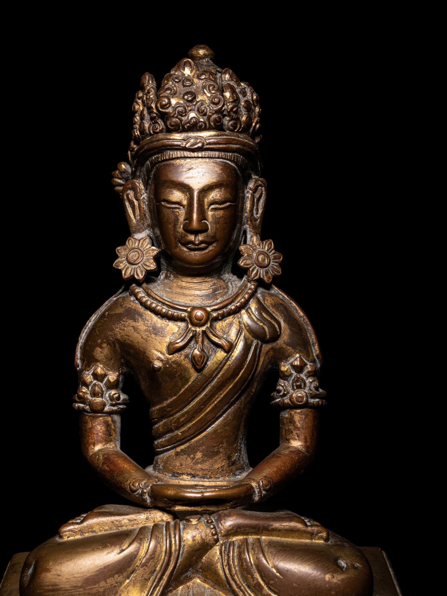 A Gilt Bronze Seated Figure of Amitayus